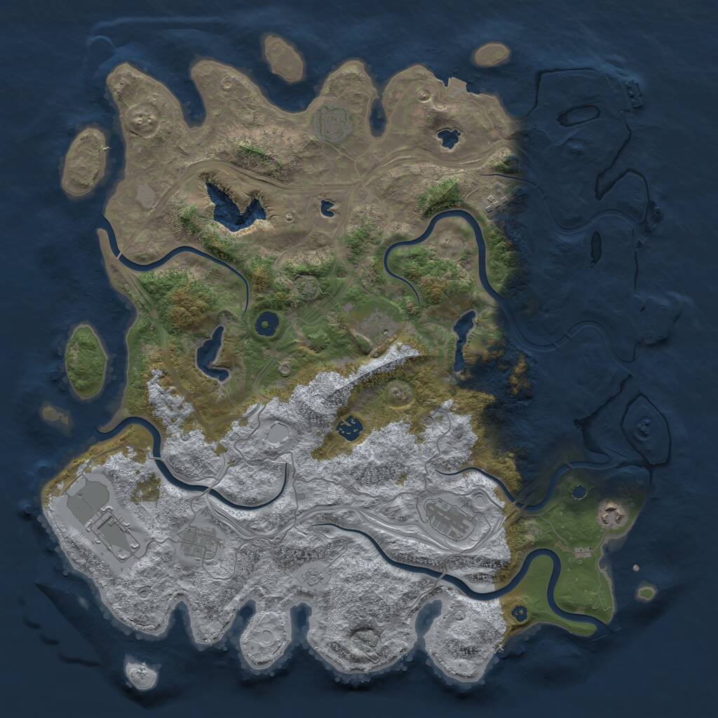 Rust Map: Procedural Map, Size: 4500, Seed: 5035122, 14 Monuments