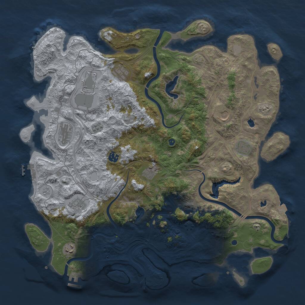 Rust Map: Procedural Map, Size: 4500, Seed: 657372, 16 Monuments