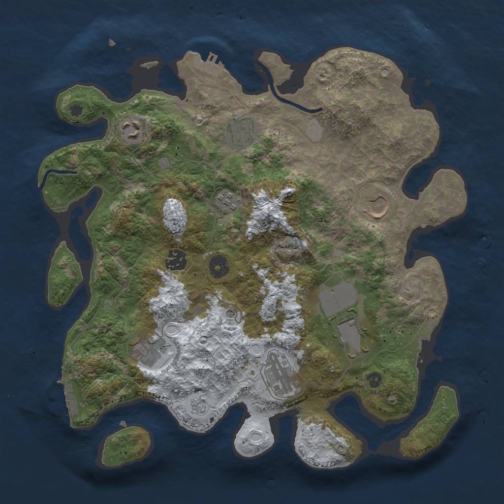 Rust Map: Procedural Map, Size: 3500, Seed: 5953, 17 Monuments