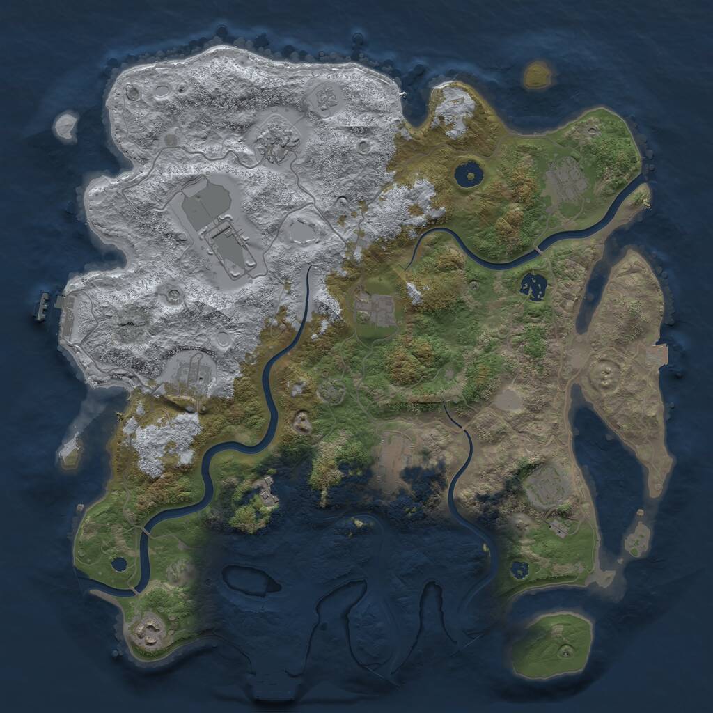 Rust Map: Procedural Map, Size: 3950, Seed: 1188334828, 16 Monuments
