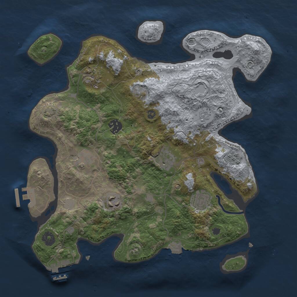 Rust Map: Procedural Map, Size: 3250, Seed: 3632312, 12 Monuments