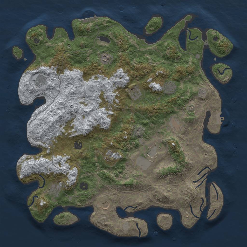Rust Map: Procedural Map, Size: 4500, Seed: 594737, 20 Monuments
