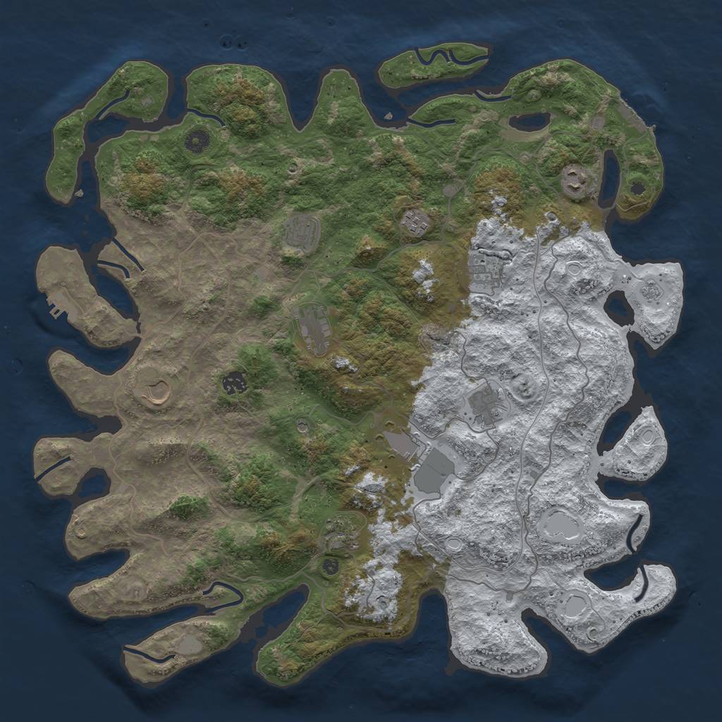 Rust Map: Procedural Map, Size: 4500, Seed: 2104543, 19 Monuments