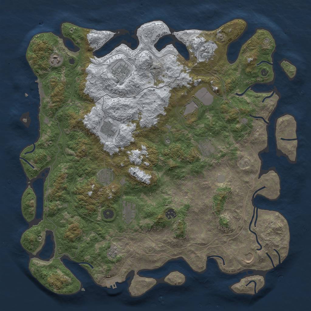 Rust Map: Procedural Map, Size: 4500, Seed: 1334704, 20 Monuments
