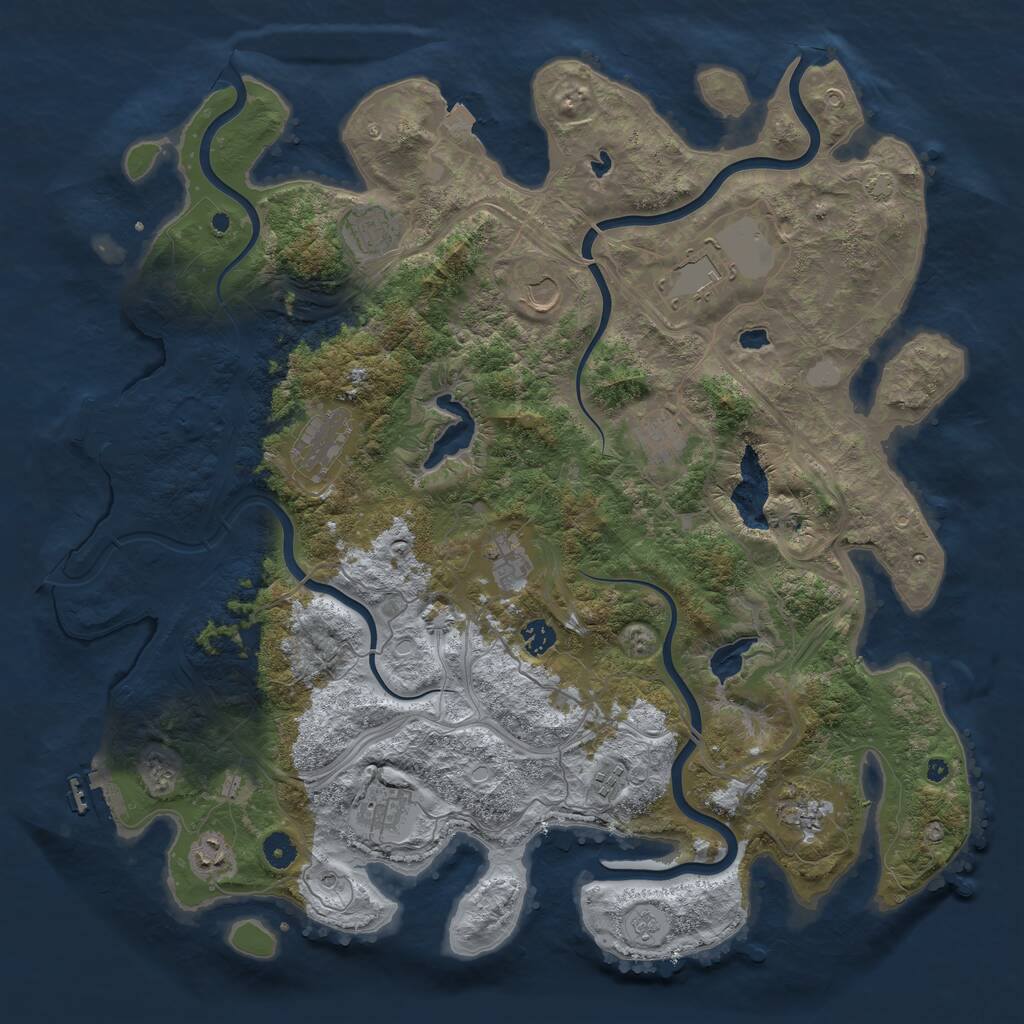 Rust Map: Procedural Map, Size: 4500, Seed: 4453568, 17 Monuments