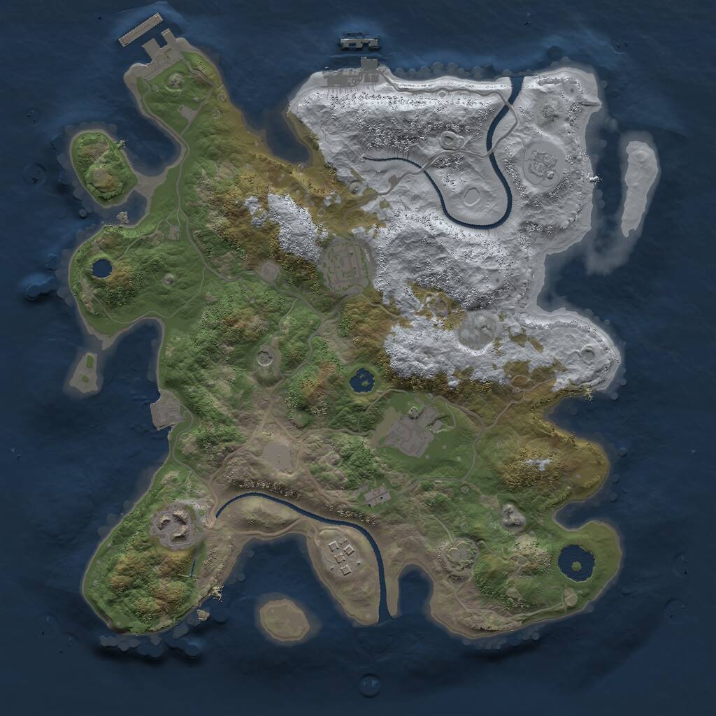 Rust Map: Procedural Map, Size: 3000, Seed: 62398, 10 Monuments