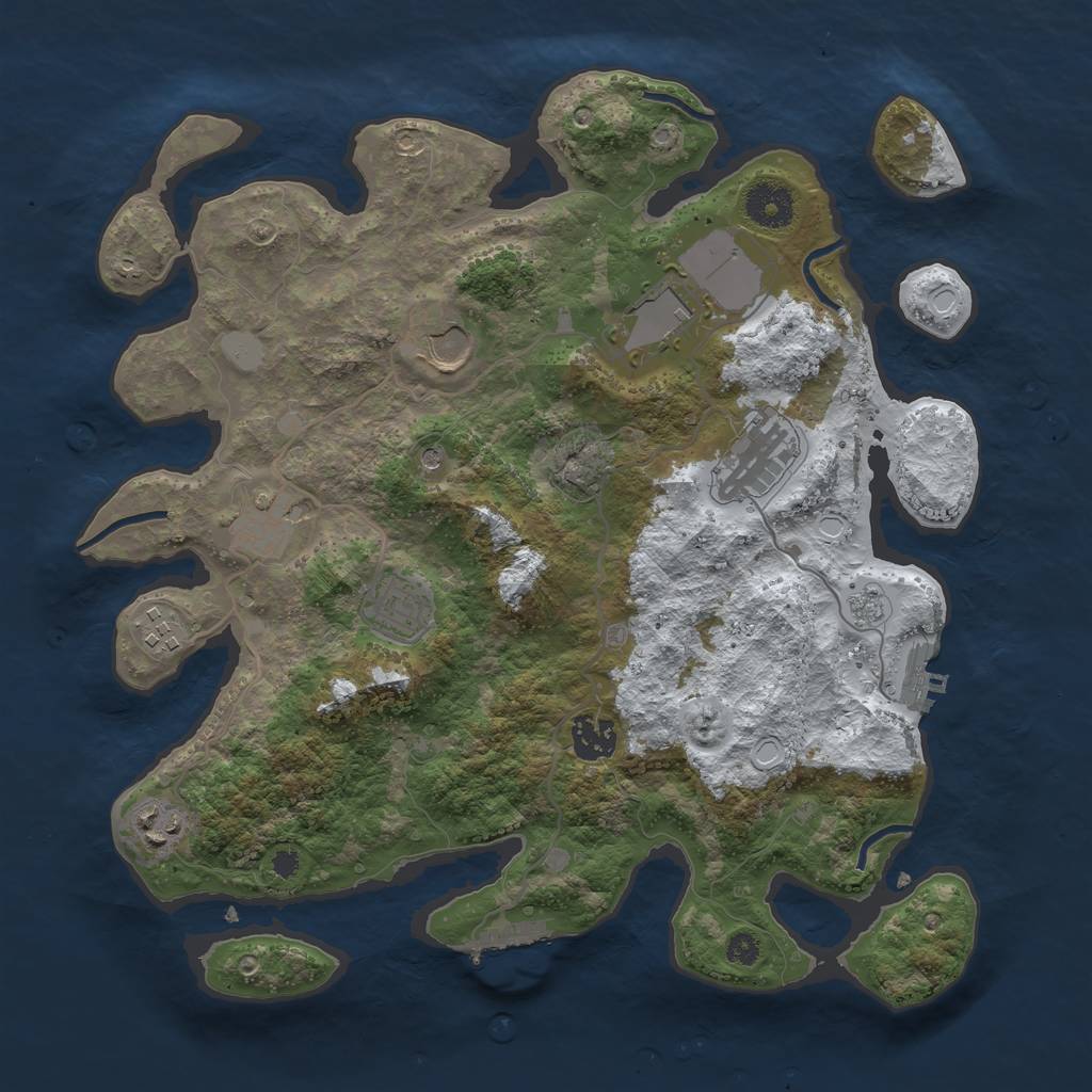 Rust Map: Procedural Map, Size: 3500, Seed: 640648293, 17 Monuments