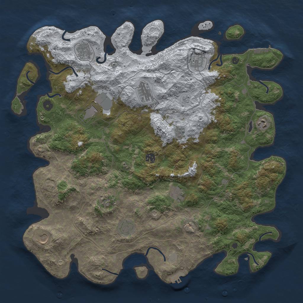 Rust Map: Procedural Map, Size: 4500, Seed: 5128042, 20 Monuments