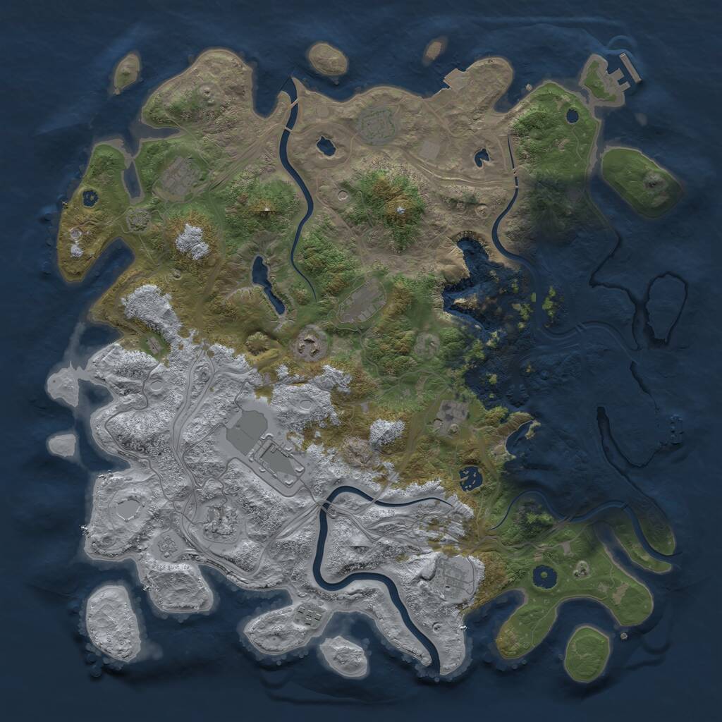 Rust Map: Procedural Map, Size: 4500, Seed: 126256, 16 Monuments