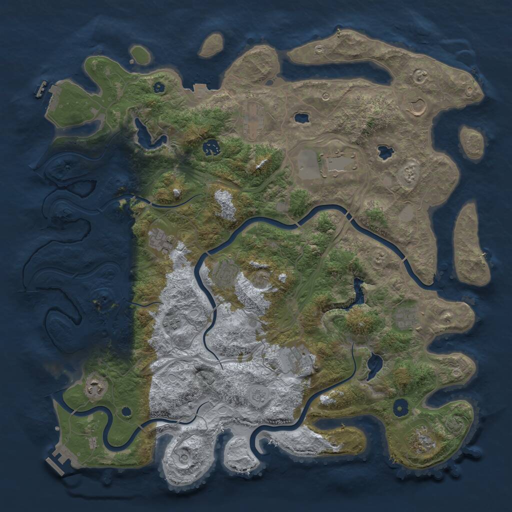Rust Map: Procedural Map, Size: 4500, Seed: 6057889, 17 Monuments