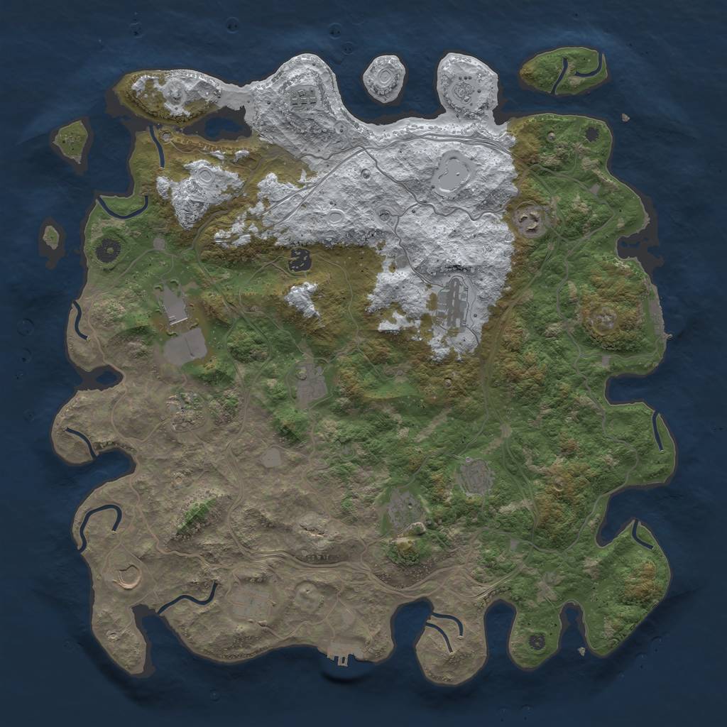 Rust Map: Procedural Map, Size: 4500, Seed: 1370781389, 20 Monuments