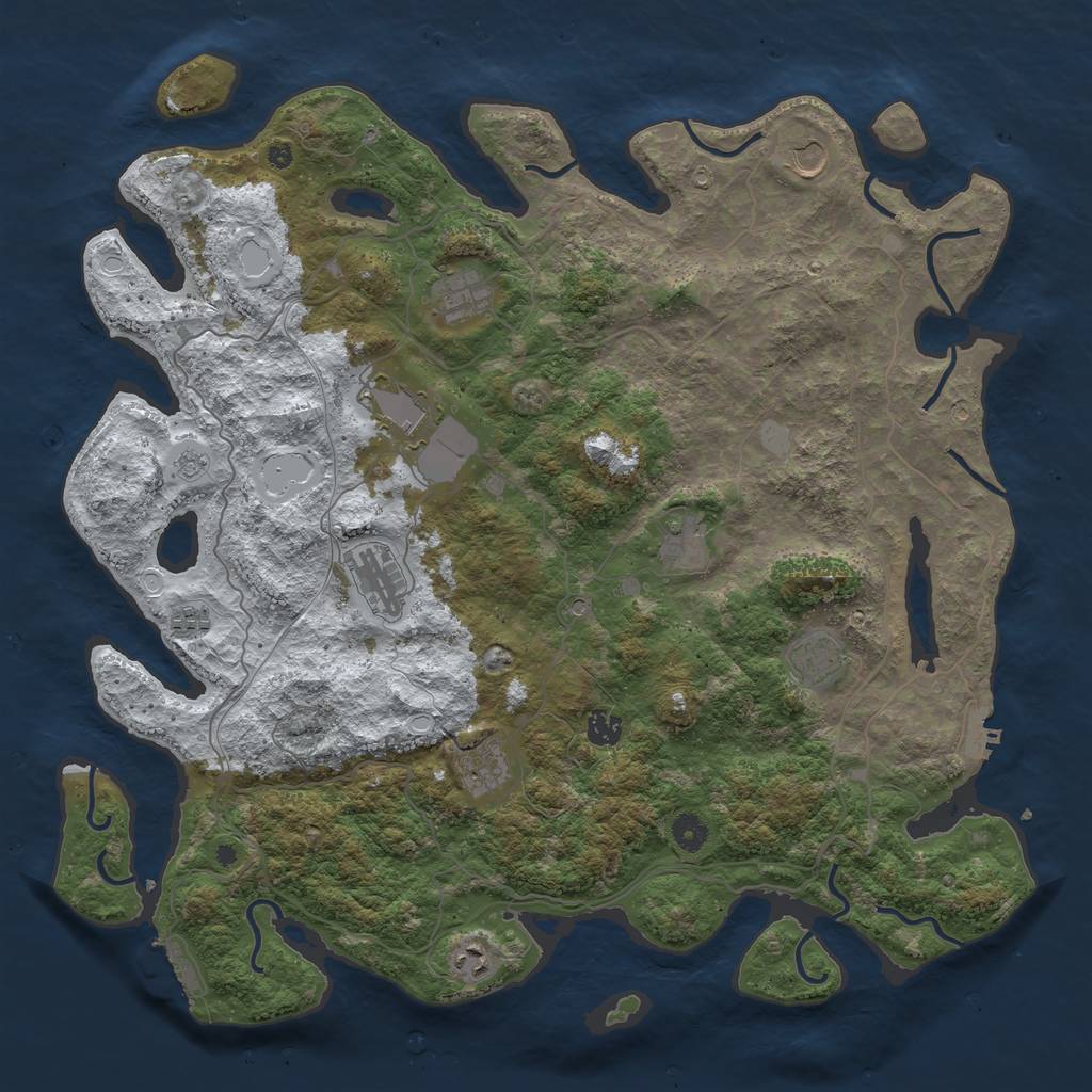 Rust Map: Procedural Map, Size: 4500, Seed: 2071887, 19 Monuments