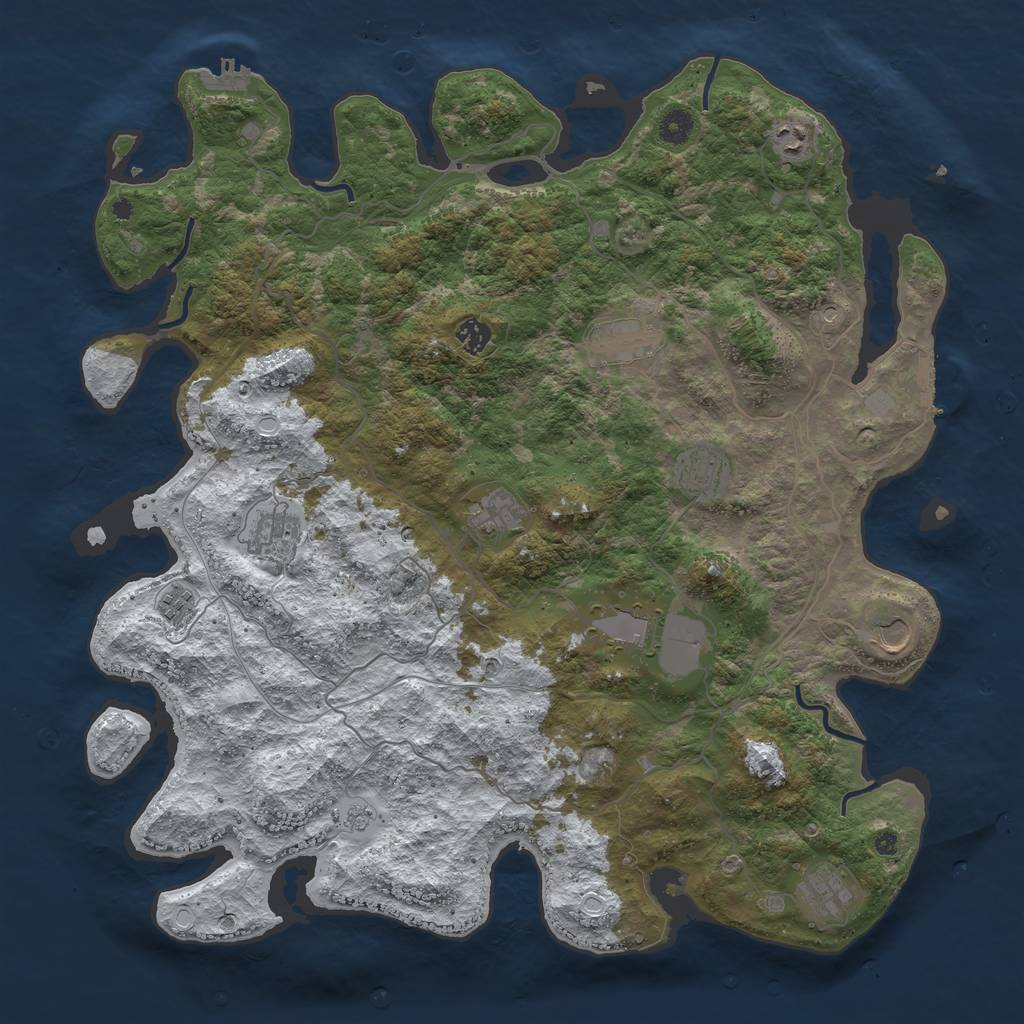 Rust Map: Procedural Map, Size: 4500, Seed: 2866996, 19 Monuments