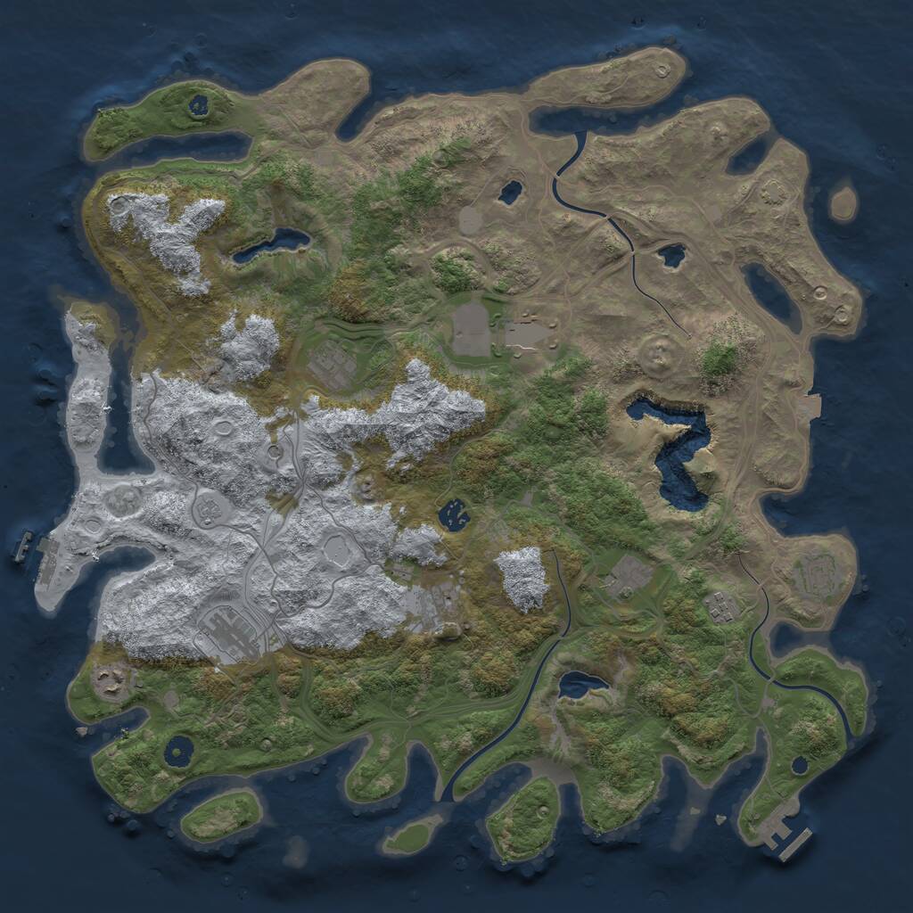 Rust Map: Procedural Map, Size: 4500, Seed: 3628246, 15 Monuments