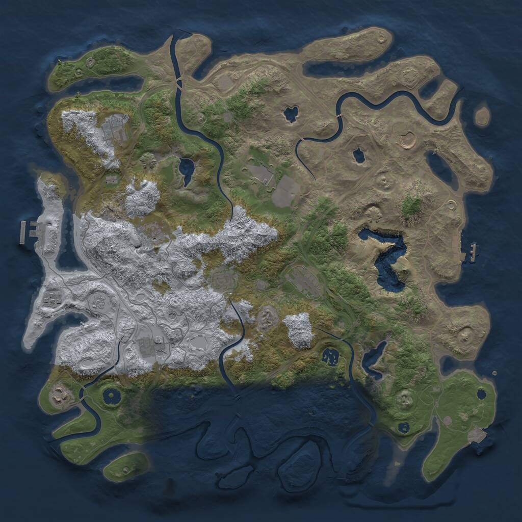 Rust Map: Procedural Map, Size: 4500, Seed: 3628246, 16 Monuments