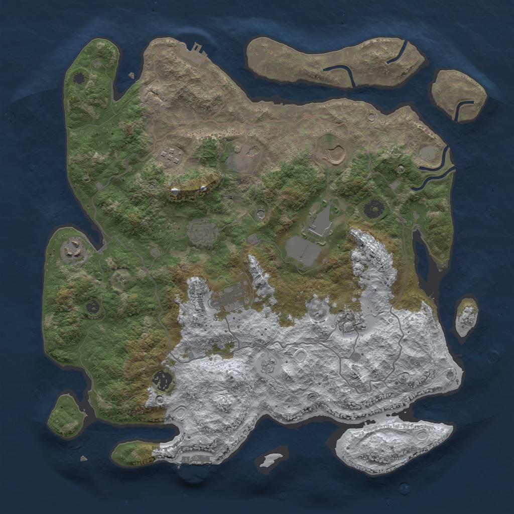 Rust Map: Procedural Map, Size: 4000, Seed: 9775, 18 Monuments