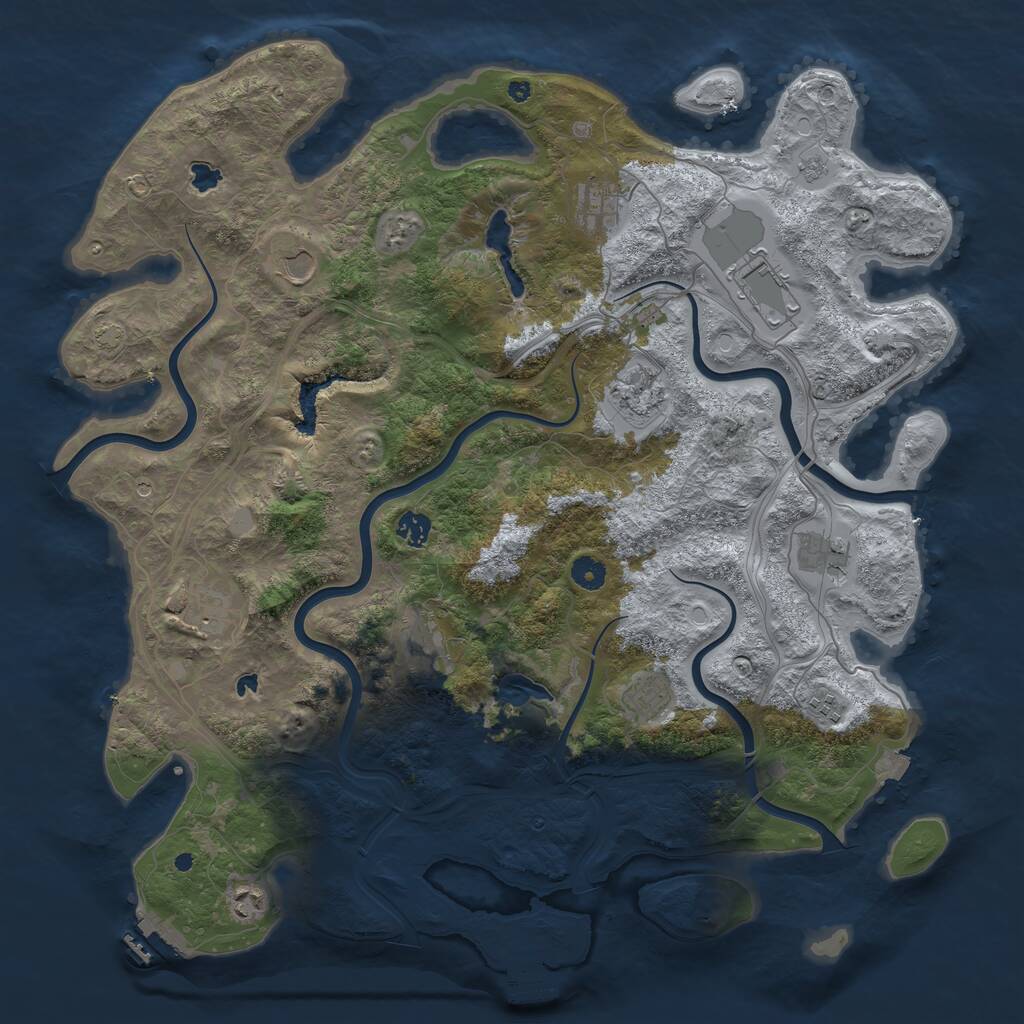 Rust Map: Procedural Map, Size: 4500, Seed: 4155166, 17 Monuments