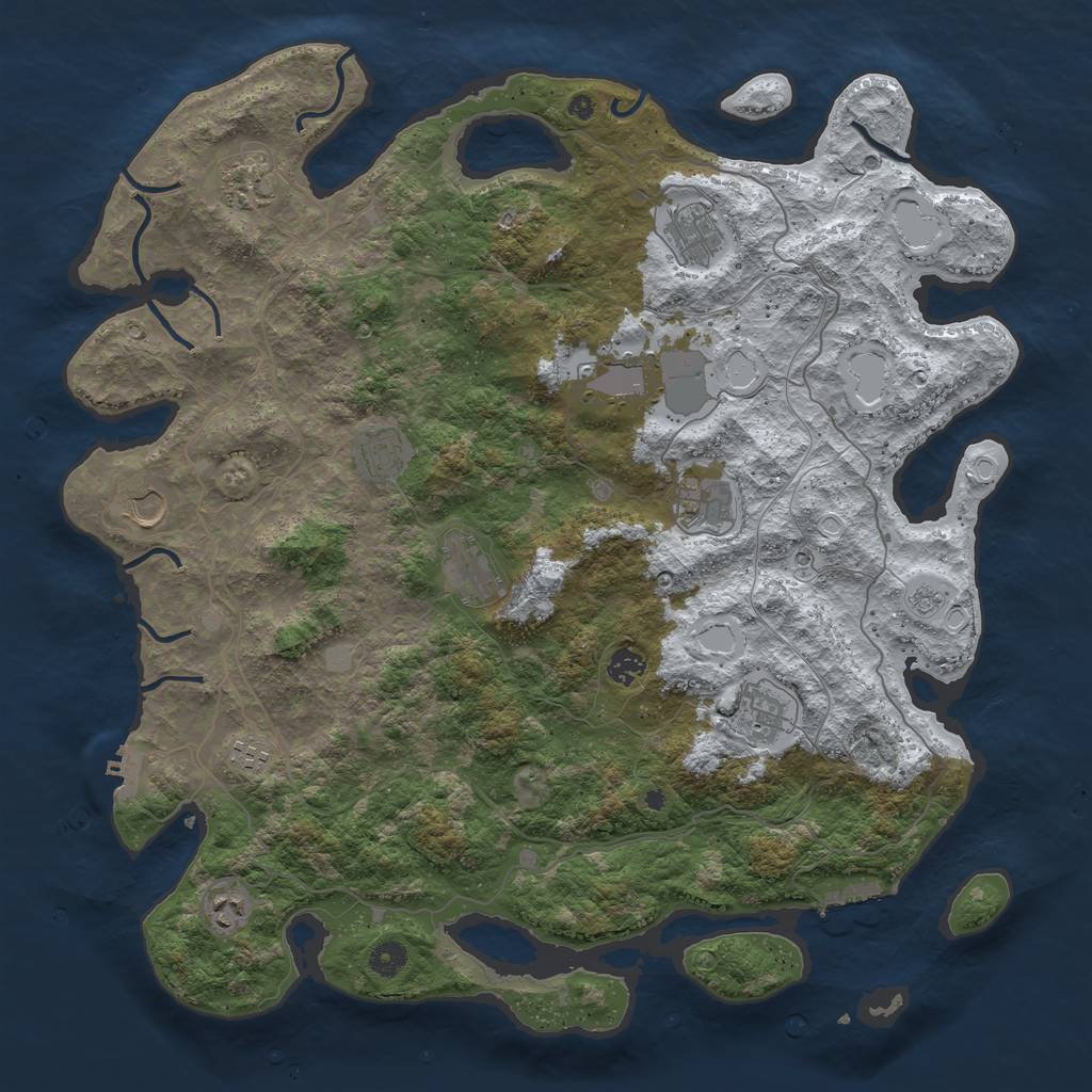 Rust Map: Procedural Map, Size: 4500, Seed: 4155166, 20 Monuments