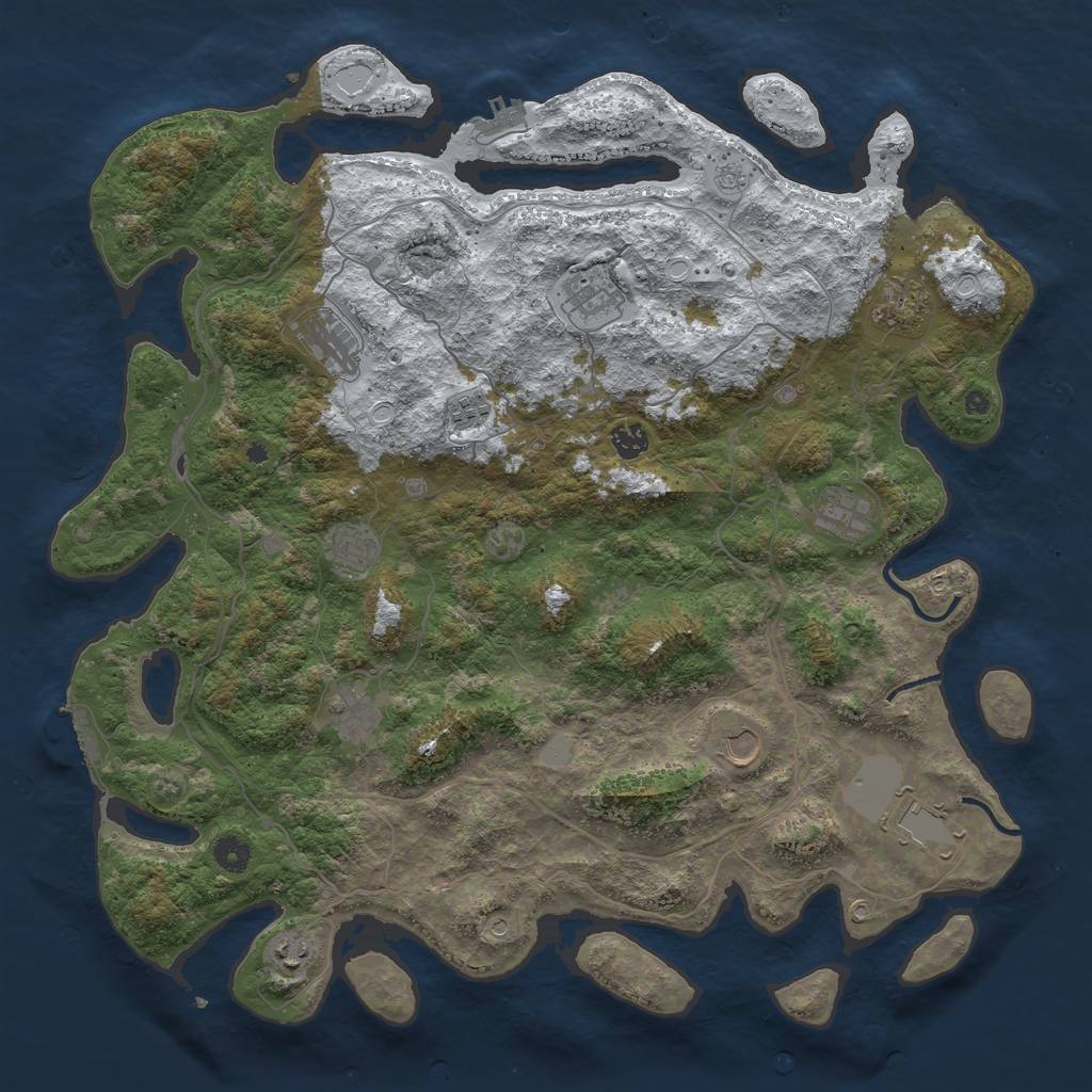 Rust Map: Procedural Map, Size: 4500, Seed: 2591805, 20 Monuments