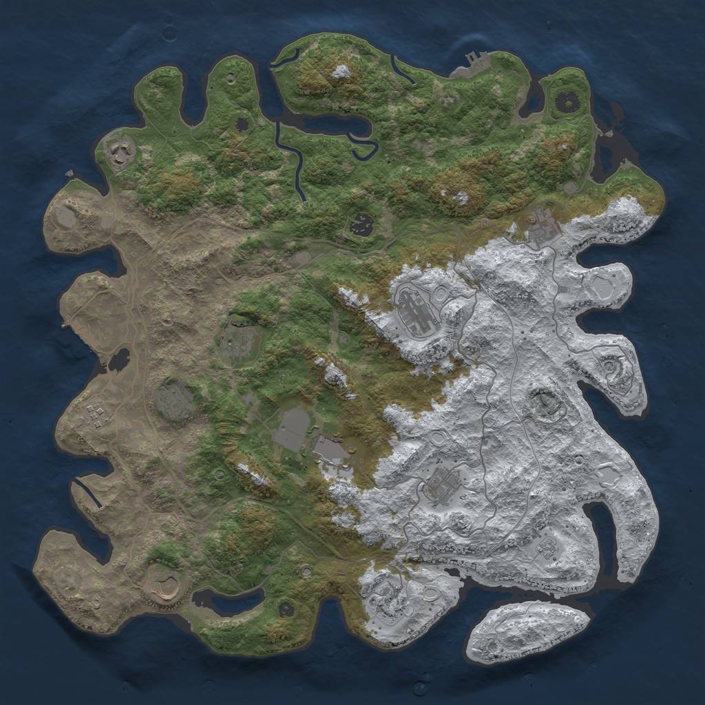 Rust Map: Procedural Map, Size: 4500, Seed: 4176988, 20 Monuments