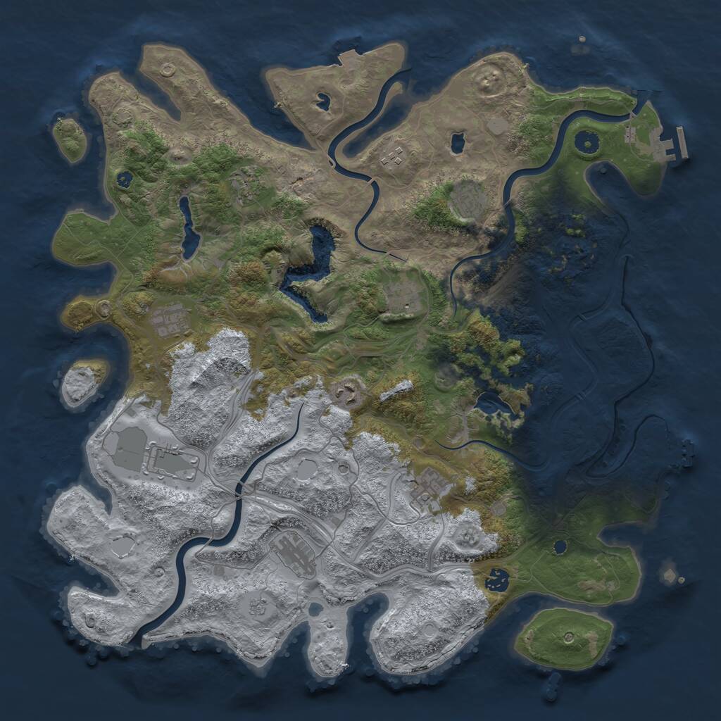 Rust Map: Procedural Map, Size: 4500, Seed: 1725787, 16 Monuments
