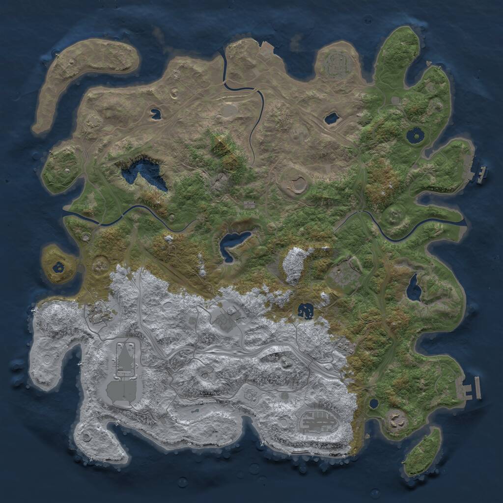 Rust Map: Procedural Map, Size: 4500, Seed: 6399725, 16 Monuments