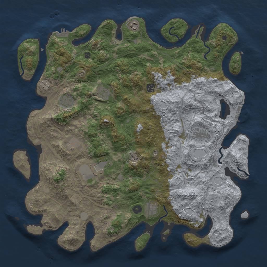 Rust Map: Procedural Map, Size: 4500, Seed: 4993373, 18 Monuments