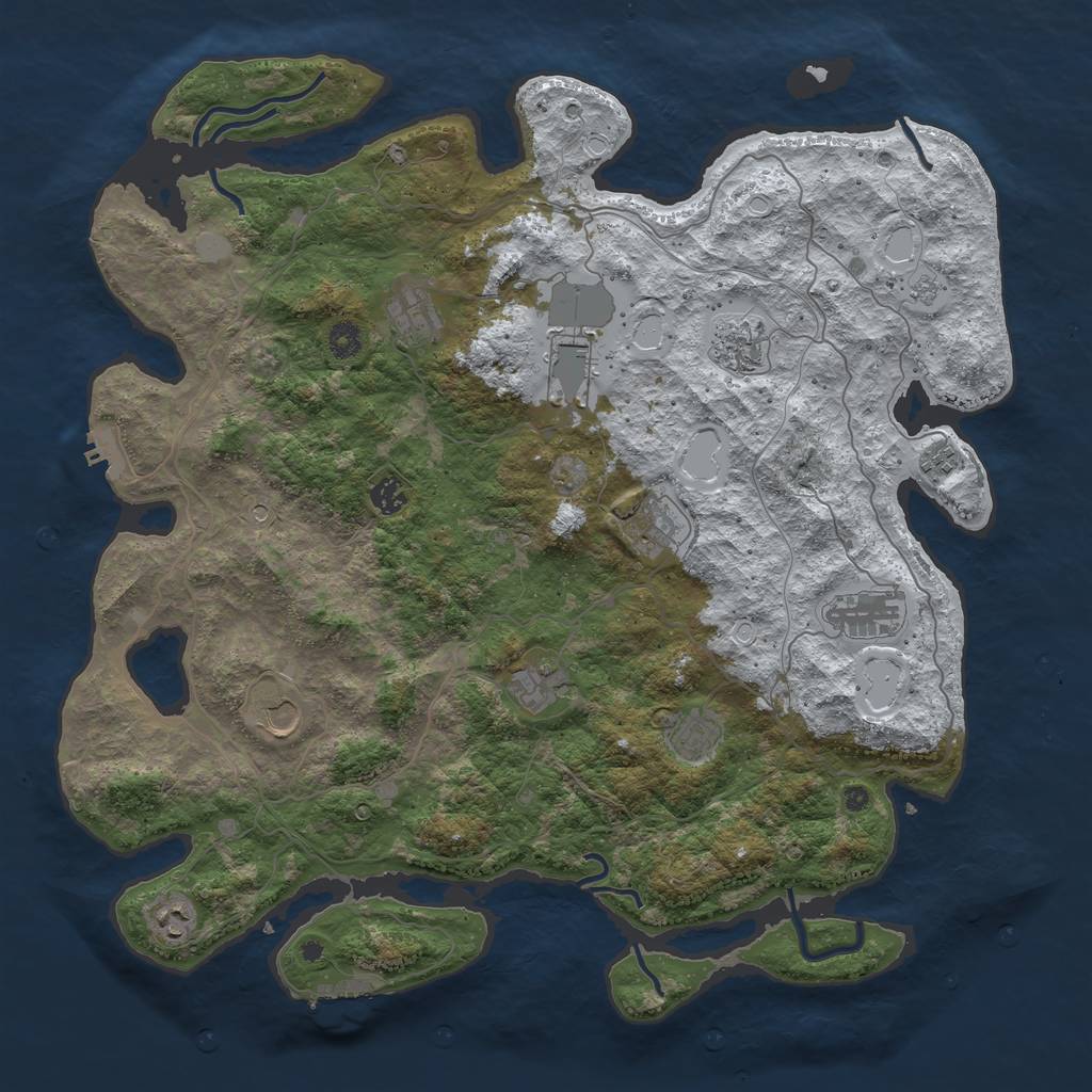 Rust Map: Procedural Map, Size: 4500, Seed: 4582321, 20 Monuments