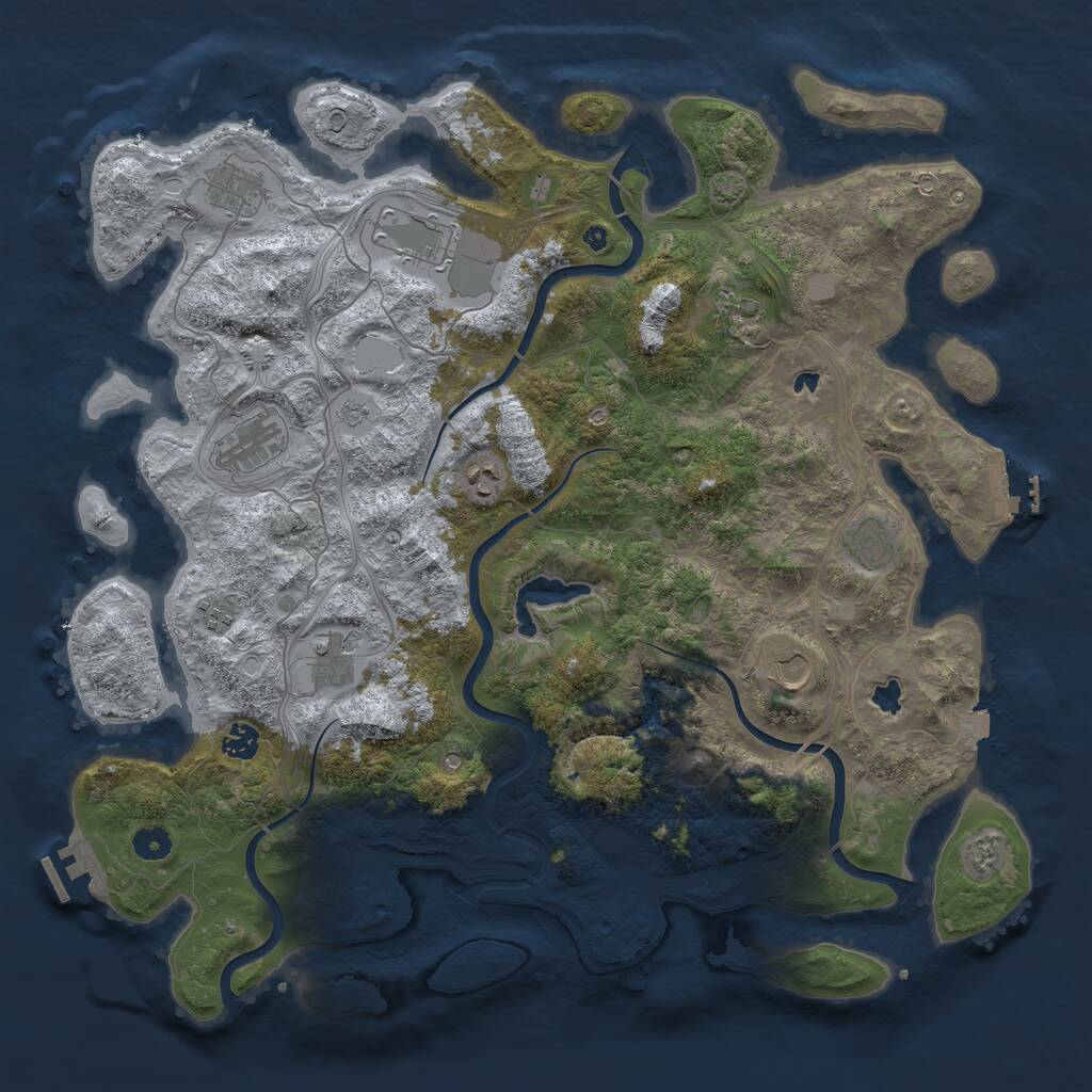 Rust Map: Procedural Map, Size: 4500, Seed: 4646223, 16 Monuments