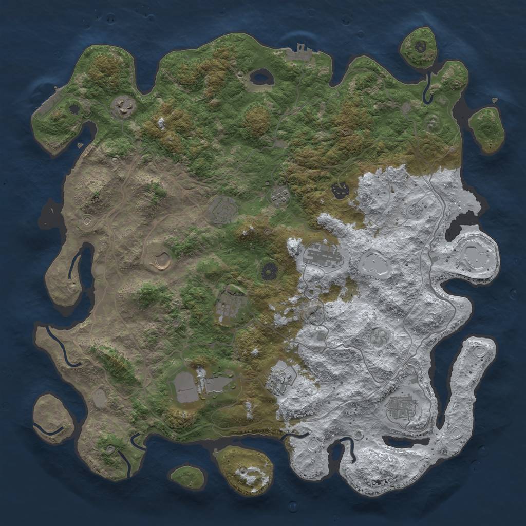 Rust Map: Procedural Map, Size: 4500, Seed: 1774211, 19 Monuments