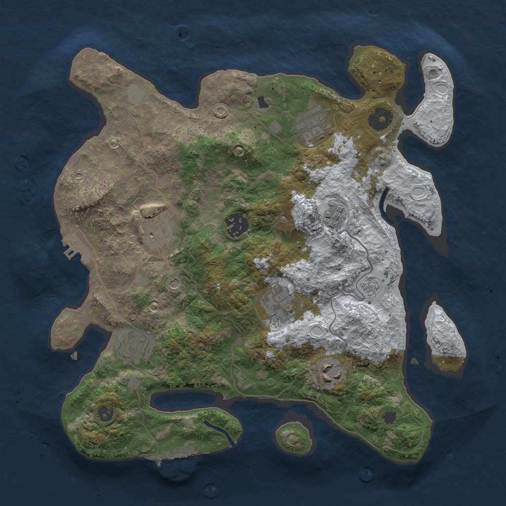 Rust Map: Procedural Map, Size: 3250, Seed: 4041265, 16 Monuments