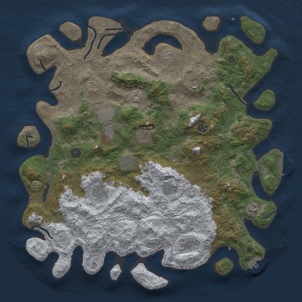 Rust Map: Procedural Map, Size: 4500, Seed: 2863822, 20 Monuments