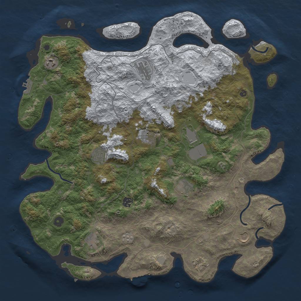 Rust Map: Procedural Map, Size: 4500, Seed: 1511596, 20 Monuments