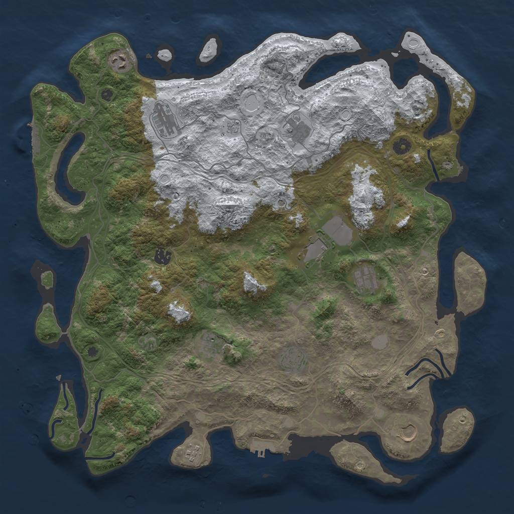 Rust Map: Procedural Map, Size: 4500, Seed: 1161967, 19 Monuments