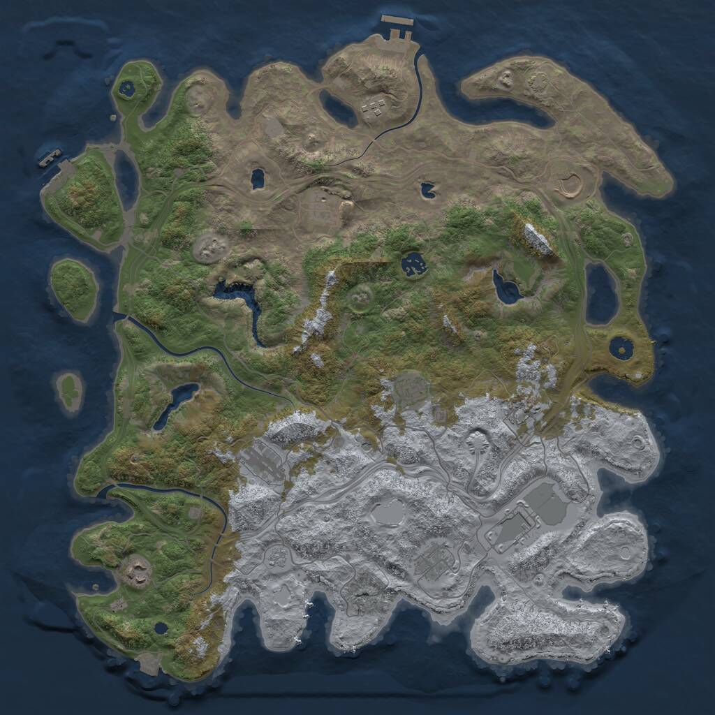 Rust Map: Procedural Map, Size: 4500, Seed: 4635074, 16 Monuments