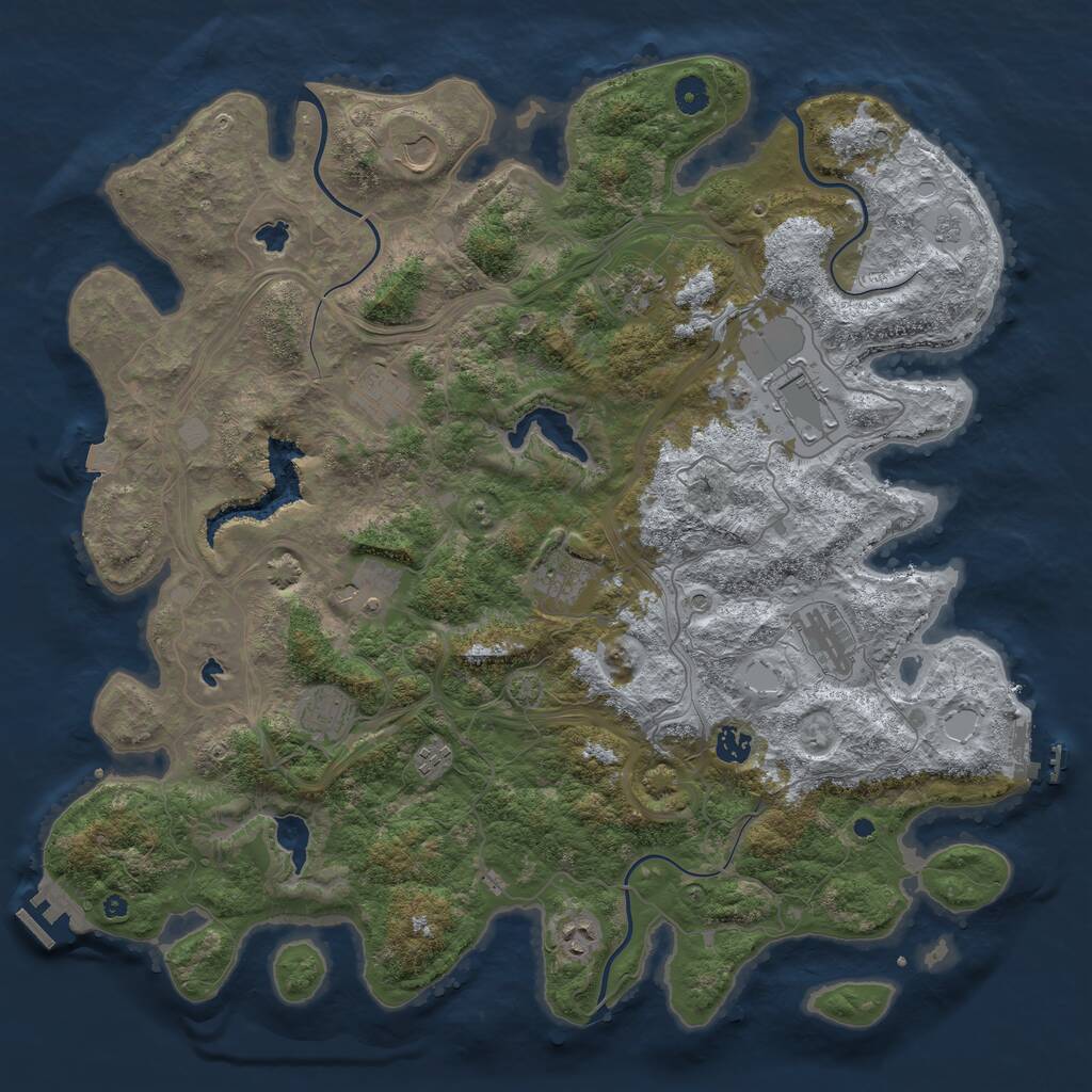 Rust Map: Procedural Map, Size: 4500, Seed: 2740808, 17 Monuments