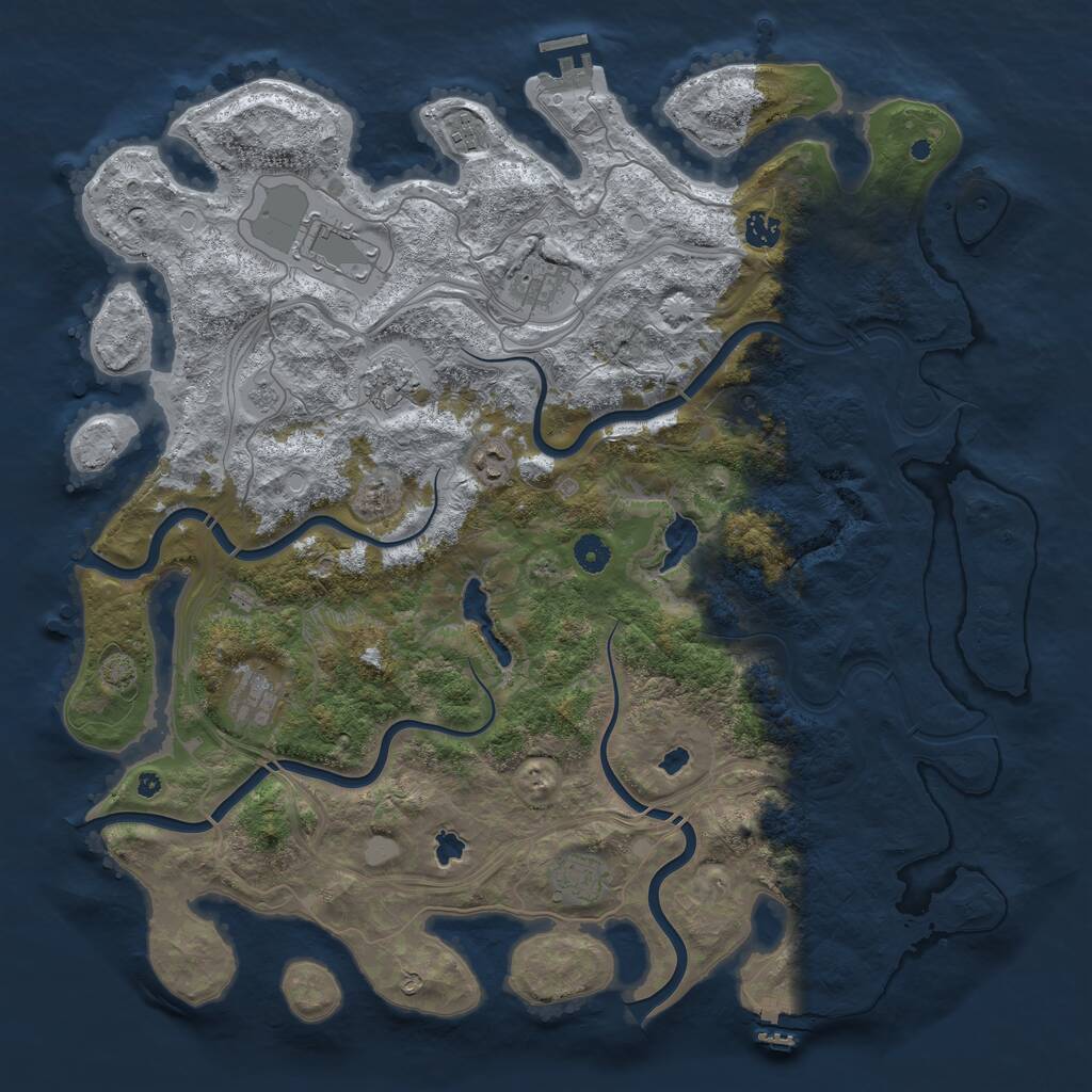 Rust Map: Procedural Map, Size: 4500, Seed: 4827640, 14 Monuments