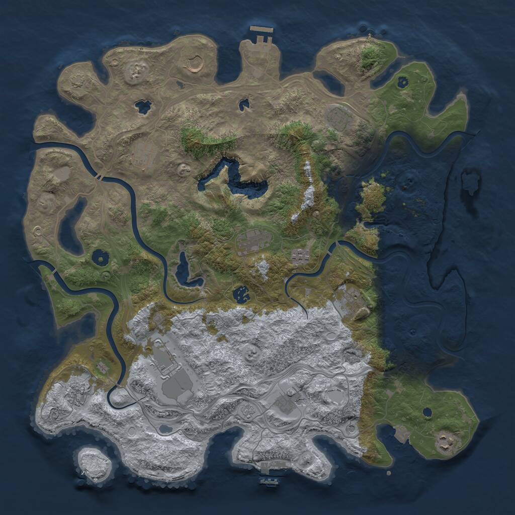Rust Map: Procedural Map, Size: 4500, Seed: 3849290, 17 Monuments
