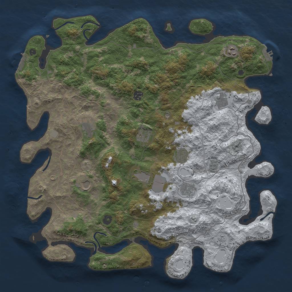 Rust Map: Procedural Map, Size: 4500, Seed: 2297174, 19 Monuments
