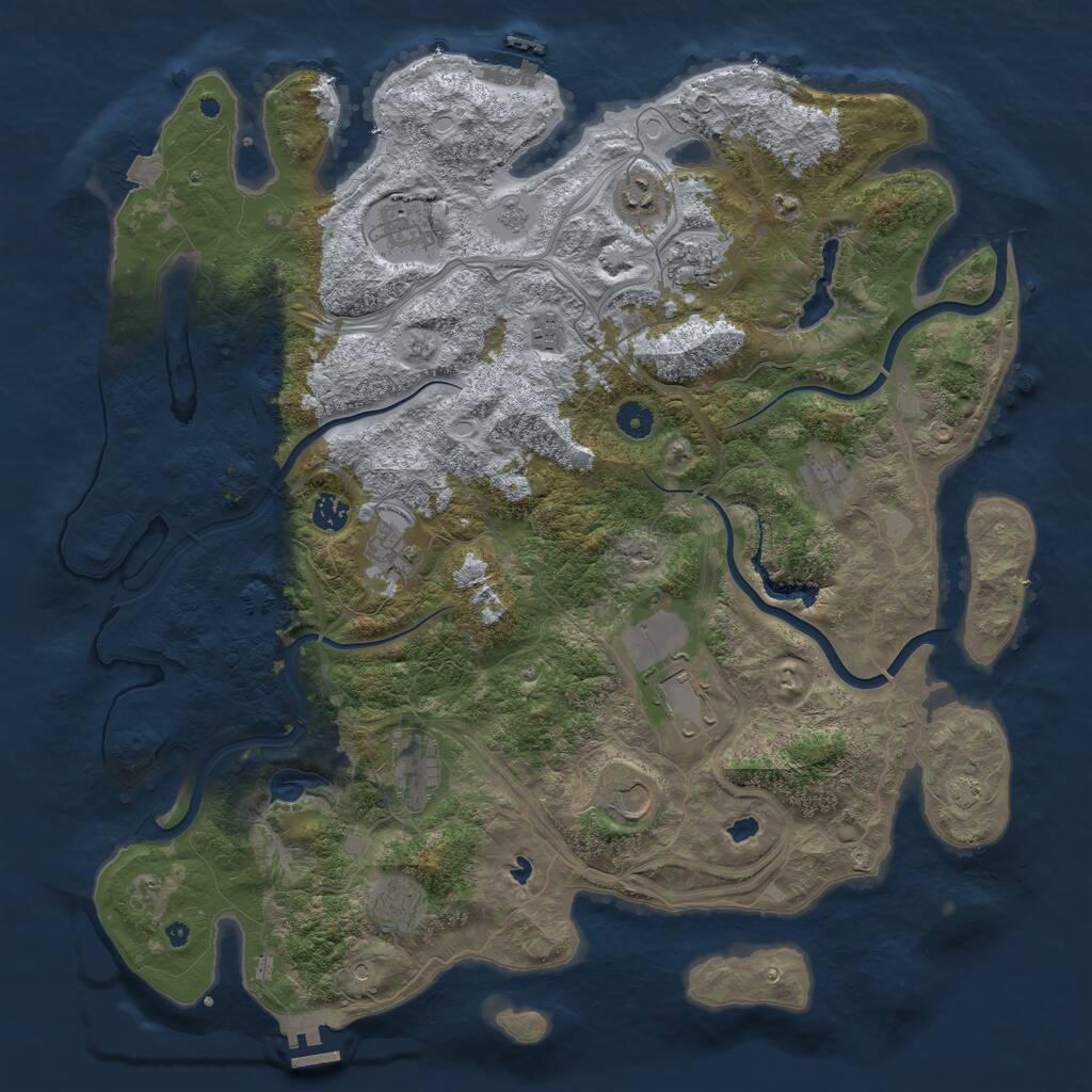 Rust Map: Procedural Map, Size: 4500, Seed: 467336546, 17 Monuments