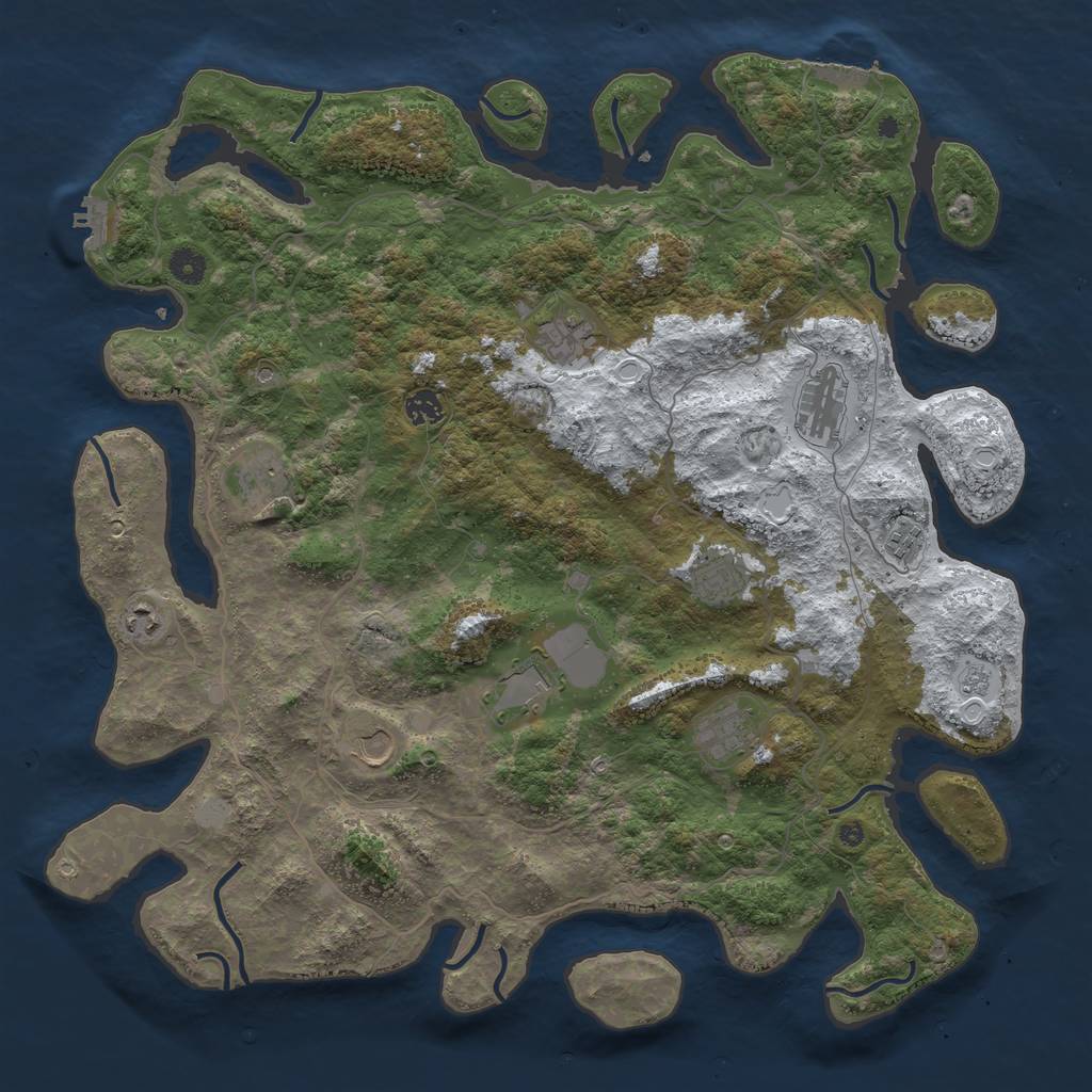Rust Map: Procedural Map, Size: 4500, Seed: 6064951, 19 Monuments