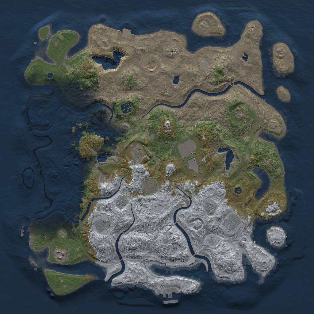 Rust Map: Procedural Map, Size: 4500, Seed: 4480707, 16 Monuments