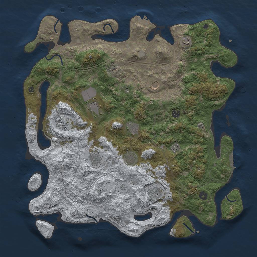 Rust Map: Procedural Map, Size: 4500, Seed: 3057203, 19 Monuments