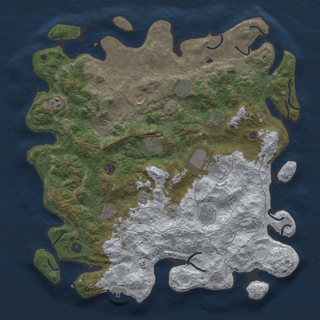 Rust Map: Procedural Map, Size: 4500, Seed: 4668908, 18 Monuments
