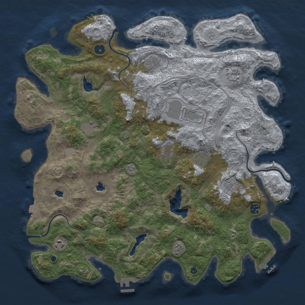 Rust Map: Procedural Map, Size: 4500, Seed: 4784439, 16 Monuments