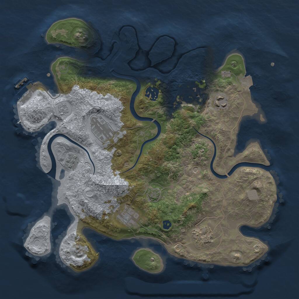 Rust Map: Procedural Map, Size: 3250, Seed: 3172776, 12 Monuments