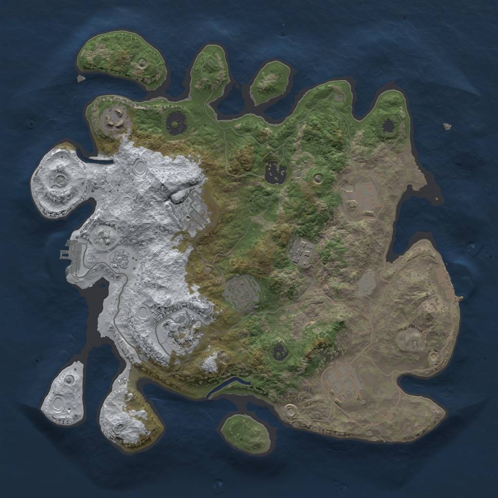 Rust Map: Procedural Map, Size: 3250, Seed: 3172776, 17 Monuments