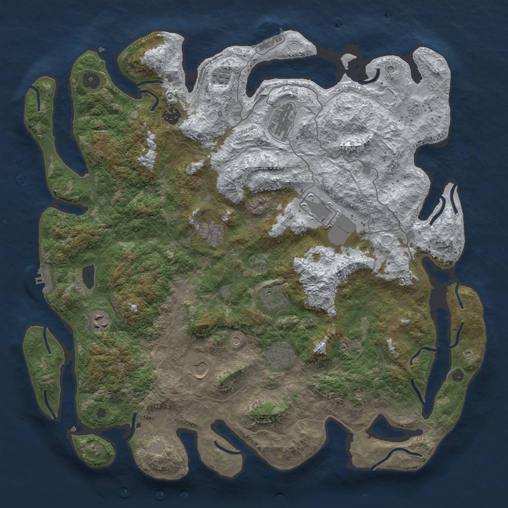 Rust Map: Procedural Map, Size: 4500, Seed: 3830139, 18 Monuments