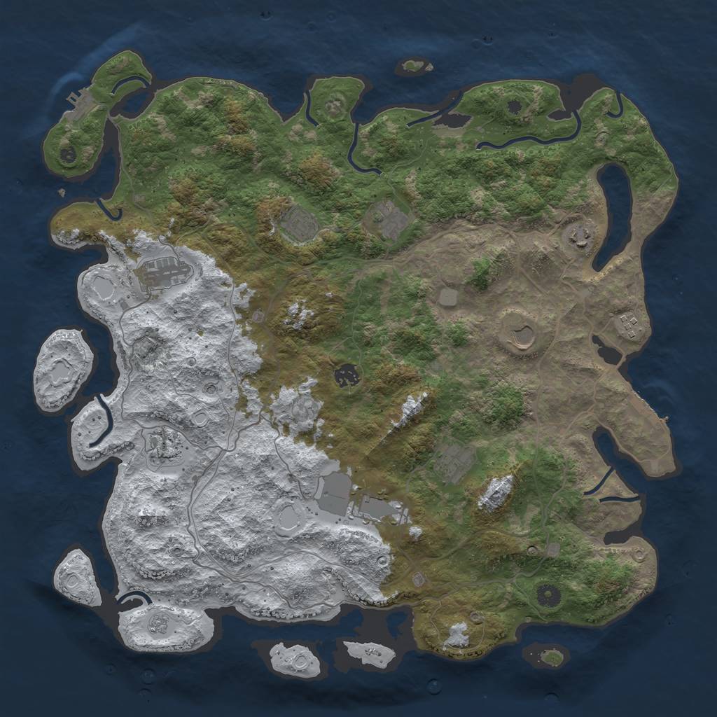 Rust Map: Procedural Map, Size: 4500, Seed: 163007576, 19 Monuments