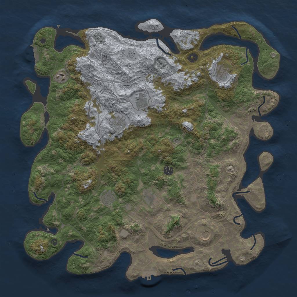 Rust Map: Procedural Map, Size: 4500, Seed: 5185073, 18 Monuments